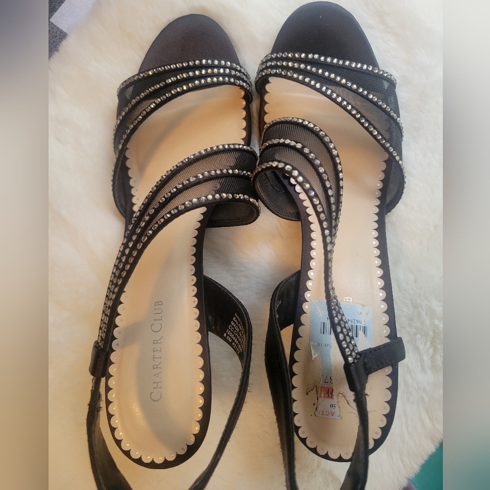 Chater club women's Evening heels size 9.5 Black with sequins